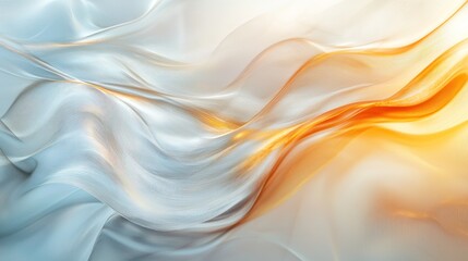 Poster - Abstract Fluid Gold and Silver Waves: A Serene Digital Art