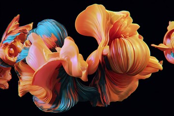 Aufkleber - Abstract fluid forms colorful organic shapes
