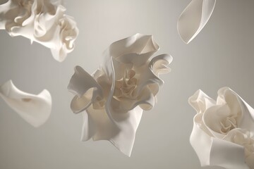 Poster - Floating white fabric elegant abstract art