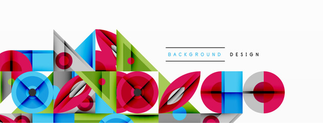Poster - Abstract geometric shapes, vibrant colors, modern design elements. Composition features overlapping forms, creating dynamic visual impact.