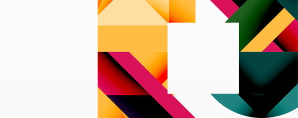 Aufkleber - Abstract geometric composition. Bright colors intersect, creating dynamic visual effect. Modern design, bold shapes, clean lines present.