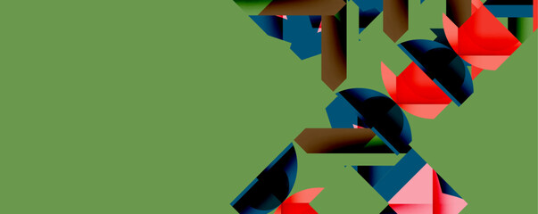 Aufkleber - Abstract geometric shapes dominate right side. Green background provides contrast. Minimalist design, modern aesthetic. Composition feels dynamic.