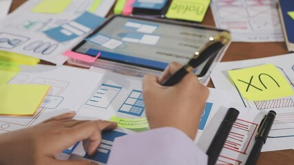 team of UI UX web designer are working together to develop mobile responsive websites with UI UX front end designer previews