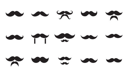 Poster - Collection of various stylish black mustache vector illustrations on a clean white background
