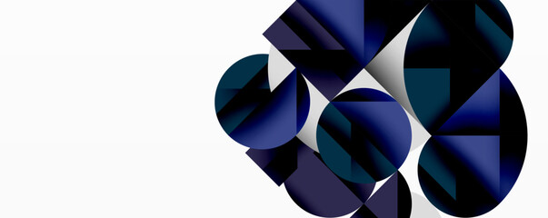 Aufkleber - Abstract geometric shapes, dark blues, white background. Complex composition creates dynamic visual effect. Modern design.