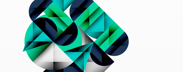 Poster - Abstract geometric design. Teal, navy, white shapes intersect creating dynamic composition. Modern aesthetic, clean lines, minimalist style.