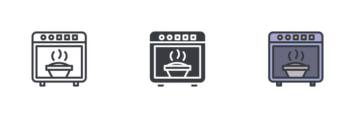 Aufkleber - Microwave oven with bowl different style icon set