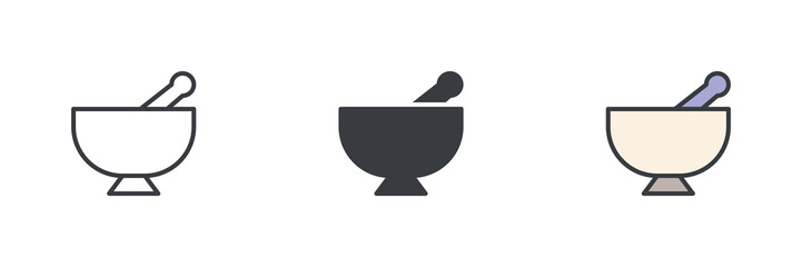 Aufkleber - Mortar and pestle different style icon set