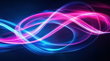 Poster - Abstract neon fractal pattern futuristic energy core, swirling in blue and pink, background wallpaper AI generated image