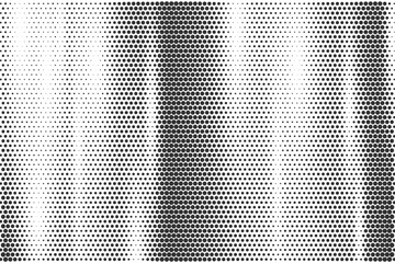 Poster - Halftone comic abstract background. Dotted geometric gradient print on white backdrop. Pixel grunge gradient with wavy noise. Vector fade with points for comic and manga posters.