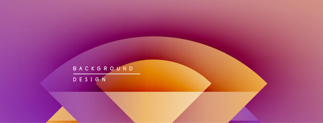 Fototapete - Abstract gradient background. Purple, orange hues blend smoothly. Modern design elements create dynamic visual effect. Simple, clean aesthetic.