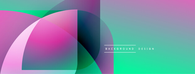 Poster - Abstract colorful shapes overlap, creating dynamic visual effect. Gradient hues blend smoothly, modern design element.