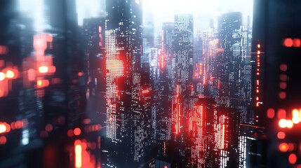 Poster - Cyberpunk Cityscape: Digital Metropolis at Night