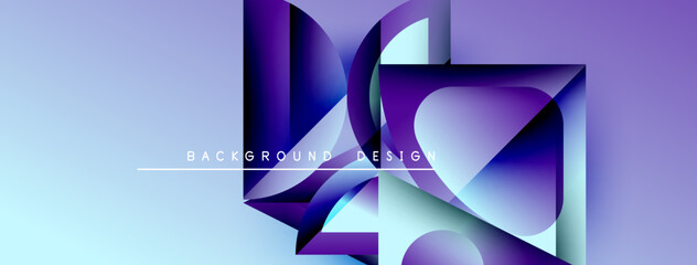 Aufkleber - Abstract geometric shapes overlap, creating dynamic purple, blue gradients. Modern design element suitable for backgrounds, presentations.