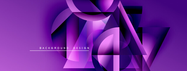 Aufkleber - Abstract purple design features geometric shapes, gradients. Modern background ideal for digital projects, presentations.