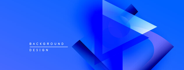 Aufkleber - Abstract blue gradients form geometric shapes. Modern design suggests technology, innovation, depth, visual appeal. Minimalist aesthetic.
