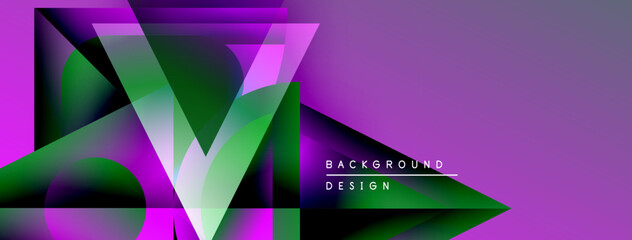 Leinwandbilder - Abstract geometric design. Purple, green hues create dynamic visual effect. Modern style, suitable for backgrounds, presentations.