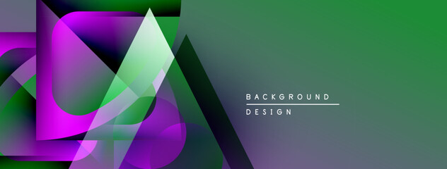 Fototapete - Abstract geometric shapes, vibrant colors, gradients. Modern design elements create dynamic visual impact. Background suggests digital art creation.