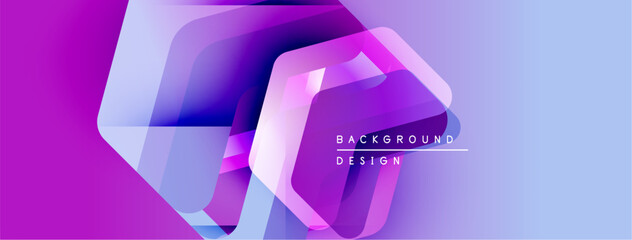 Poster - Abstract geometric shapes, vibrant purple hues, smooth gradients. Modern design elements create dynamic visual impact.