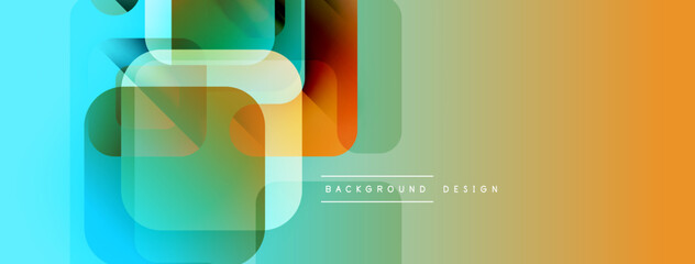 Poster - Abstract geometric shapes overlap. Vibrant colors blend, creating modern design. Minimal text indicates background element.