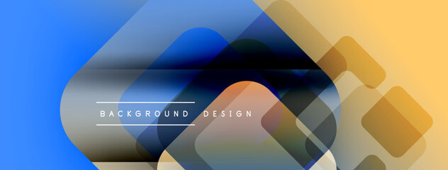 Aufkleber - Abstract geometric shapes overlap. Blue, orange hues dominate design. Text reads background design centrally positioned. Modern aesthetic.