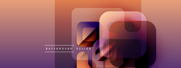 Poster - Abstract geometric shapes overlap, creating vibrant gradient effect. Purple, orange hues dominate design, modern aesthetic.