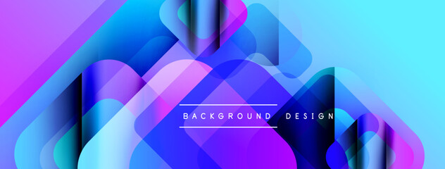 Poster - Abstract background features vibrant purple, blue gradients. Overlapping shapes create dynamic visual effect. Modern design element.
