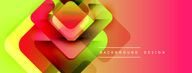 Poster - Abstract geometric shapes overlap, creating vibrant gradient effect. Modern design suitable for banners, backgrounds. Colorful composition.