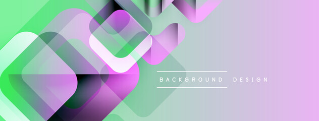 Leinwandbilder - Abstract geometric layers create vibrant gradient background. Soft colors blend, forming modern design elements. Minimalist aesthetic.