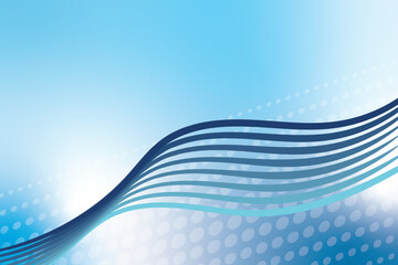 Poster - Abstract blue wave design with halftone dot background suitable for business and technology themes