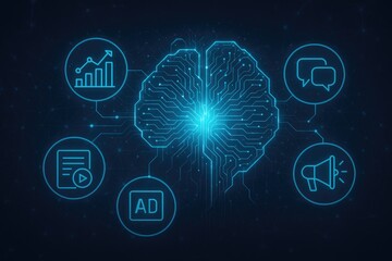 Poster - Ai brain powering digital marketing strategy