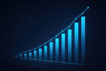 Poster - Ascending blue bar graph showing exponential growth
