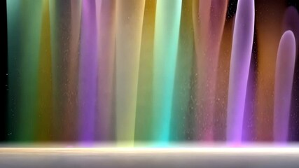 Poster - Colorful display of fire with a lot of sparkles. The fire is in the middle of the image and is surrounded by a rainbow of colors. The sparkles are scattered around the fire