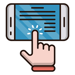 Poster - Finger pointer interacting with a digital screen display on a white background transparent vector illustration