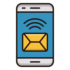 Poster - Abstract digital smartphone display with blue and yellow elements transparency design