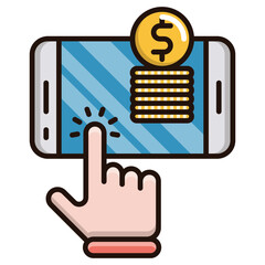Poster - Hand pointing towards a blue screen with a golden lock illustrating security and confidentiality