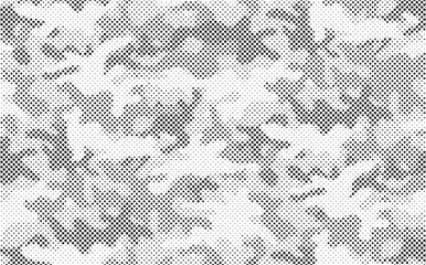 Poster - Seamless camouflage pattern. Repeating digital dotted hexagonal camo military texture background. Abstract modern fabric textile ornament. Vector illustration.