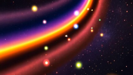 Poster - A colorful space background with many small dots. Some of the dots are red, blue, and purple