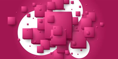 Fototapete - A bright background for a presentation with three-dimensional cubic elements that are repeated. A poster for posting information. A template for further design and creativity.