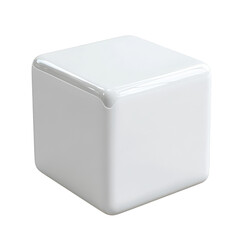 Poster - Glossy White Cube on Black Background A Clean Modern 3D Render for Product Mockups and Design on transparent background