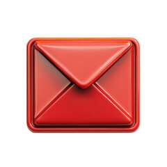Fototapete - Red Email Icon Graphic Shiny 3D Render for Mail Message and Contact Design Communication on transparent background