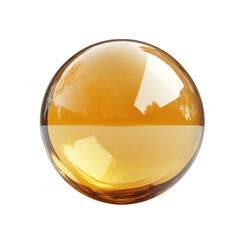 Poster - Amber Liquid Orb Golden Sphere of Honeyed Light Transparent Glass Ball Minimalist Design on transparent background