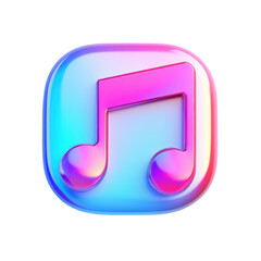 Poster - Iridescent Music Note Icon A Shiny and Colorful Symbol of Melody and Harmony in a Modern Style on transparent background