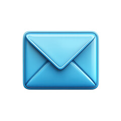 Fototapete - Glossy Blue Email Icon Modern 3D Rendered Envelope Symbol for Notifications Messages and on transparent background