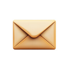 Fototapete - Golden Email Notification Icon Design Message Communication Concept Shiny 3D Rendered on transparent background