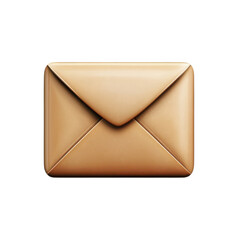 Fototapete - Golden Mail Icon Communication Message 3D Rendering Digital Metallic Art Shiny Design Business on transparent background
