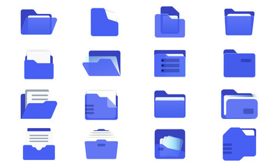 Wall Mural - set of folder icon logo with blue color. isolated on white background. vector