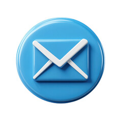Fototapete - Blue Email Icon Notification 3D Rendered Envelope Message Communication Symbol Social Media on transparent background