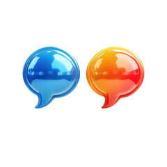 Poster - Two Glossy Chat Bubbles Blue and Orange Dialogue Icons Communication Message and Social Media on transparent background