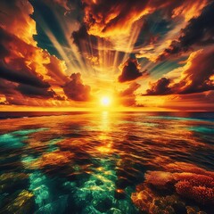 Wall Mural - Golden Horizon colors blending harmoniously